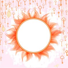 Abstract background with hanging keys and transparent frame