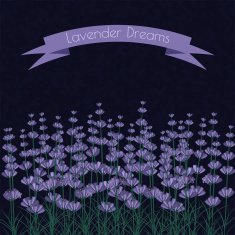 Lavender sprigs on the dark ink spots background