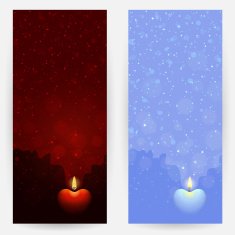 Backgrounds with burning heart-shaped candles