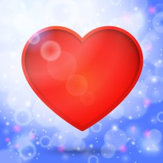 Red heart in the bright lovely air with sun beams