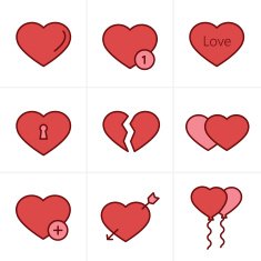 Icons Style hearts Set Vector Design