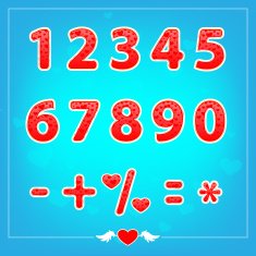 Romantic love illustrations numbers for holidays N3