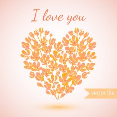 heart of watercolor flowers valentine day's card