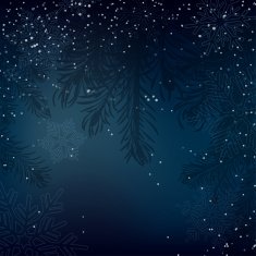 Night Christmas background with whirling snow and fir-tree