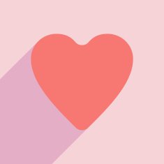 Flat with shadow icon and mobile application logo heart