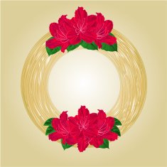 Wreath with red rhododendrons vector