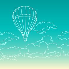 Air balloon flying in the clouds vector illustration