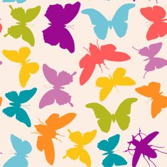 summer pink lilac blue green butterflies seamless pattern background