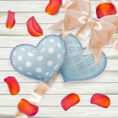 Valentines Day toys on wooden plates EPS 10