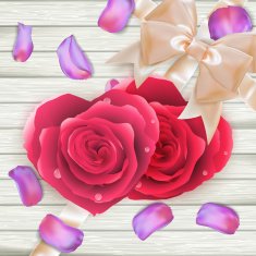 Couple Hearts of red roses on wood EPS 10