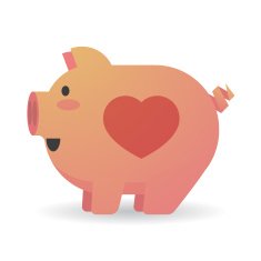 Cartoon pig with a heart N2
