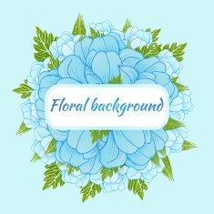 Beautiful card with a round wreath of different flowers N4