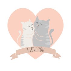 card for Valentines Day with two cats