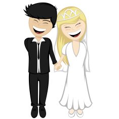 Happy newlyweds smiling
