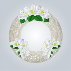 Wreath with white rhododendrons vector