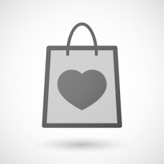 Shopping bag icon with a heart