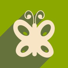 Flat with shadow icon and mobile applacation butterfly