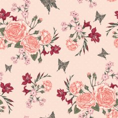 Beautiful Seamless Background with Victorian Roses in Vintage Style N2