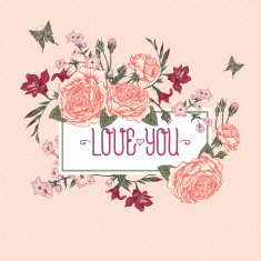 Beautiful Victorian Roses in Vintage Style for Invitation Card N2