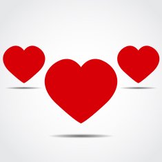 Three heart icons with shadow vector illustration N2