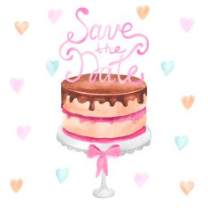 Hand painted watercolor cake Save the date