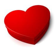 Vector realistic blank bright red heart shape box isolated on