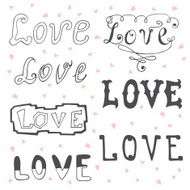 Love Valentine's day typography elements Sketchy doodles desig