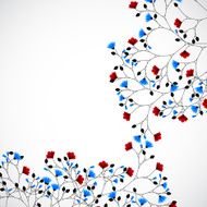Abstract nature background with red and blue flowers