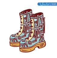 Steampunk boots hand drawn vector illustration