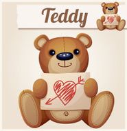 Teddy bear with Valentine's day greeting card Cartoon vector N2
