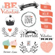 Romantic hand drawn collection of laurels wreaths and floral elements N3