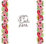 floral border with pink flowers