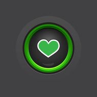 dark glossy circle heart button