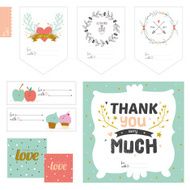 Set of cards notes and stickers with cute illustrations N10