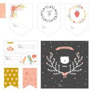 Set of cards notes and stickers with cute illustrations N11