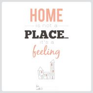 Illustration sweet home with lovely motivational lettering