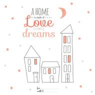 Illustration sweet home with lovely motivational lettering N2