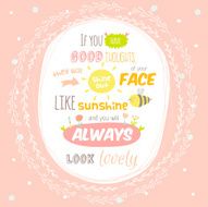 Cute card with character vector illustration and typographic