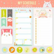 Set of cards notes and stickers with cute illustrations N18