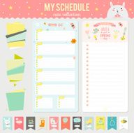 Set of cards notes and stickers with cute illustrations N19