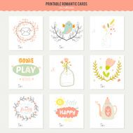 Set of cards notes and stickers with cute illustrations N25