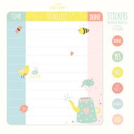Set of cards notes and stickers with cute illustrations N28