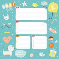 Set of cards notes and stickers with cute illustrations N29
