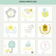 Set of cards notes and stickers with cute illustrations N30