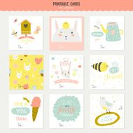 Set of cards notes and stickers with cute illustrations N31