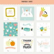 Set of cards notes and stickers with cute illustrations N33