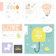 Set of cards notes and stickers with cute illustrations N34