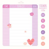 Set of cards notes and stickers with cute illustrations N36