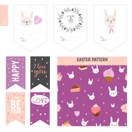Set of cards notes and stickers with cute illustrations N39