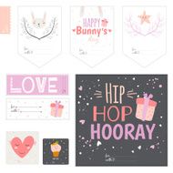 Set of cards notes and stickers with cute illustrations N40